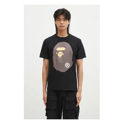 Bavlněné tričko A Bathing Ape BIG APE HEAD TEE černá barva, s potiskem, 1K80110002