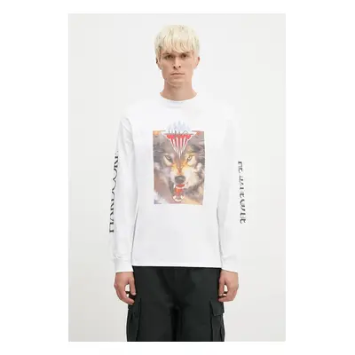 Bavlněné tričko s dlouhým rukávem Aries Wolf Longsleeve Tee bílá barva, s potiskem, AR6002202