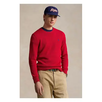 Bavlněný svetr Polo Ralph Lauren Longsleeve Sweat červená barva, 710810846017