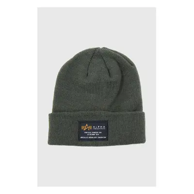 Čepice Alpha Industries Crew Beanie zelená barva, z tenké pleteniny, 128924.257-green