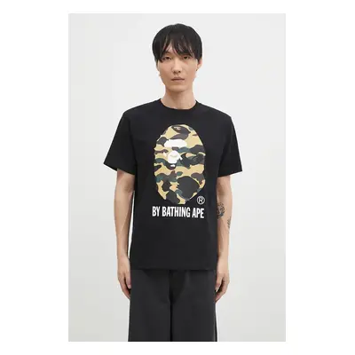 Bavlněné tričko A Bathing Ape 1ST CAMO BY BATHING APE TEE černá barva, s potiskem, 1K80110012