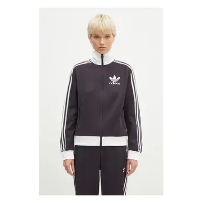 Mikina adidas Originals Beckenbauer Tracktop dámská, fialová barva, vzorovaná, IY2219