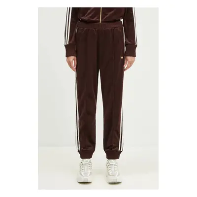 Tepláky adidas Originals Velvet Track Pant hnědá barva, hladké, IX0962