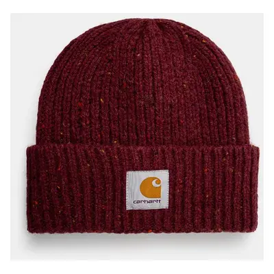 Čepice Carhartt WIP Anglistic Beanie vínová barva, z husté pleteniny, vlněná, I013193.2IZXX