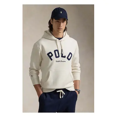 Mikina Polo Ralph Lauren pánská, béžová barva, s kapucí, s potiskem, 710952040