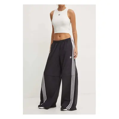 Tepláky adidas Originals Oversized Zip Off Track Pant černá barva, s aplikací, JM9254