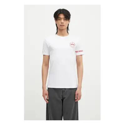 Bavlněné tričko Alpha Industries bílá barva, s potiskem, 128534.09-white