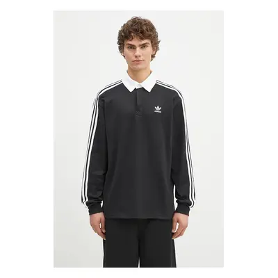 Bavlněné tričko s dlouhým rukávem adidas Originals Adicolor černá barva, s aplikací, IZ4806