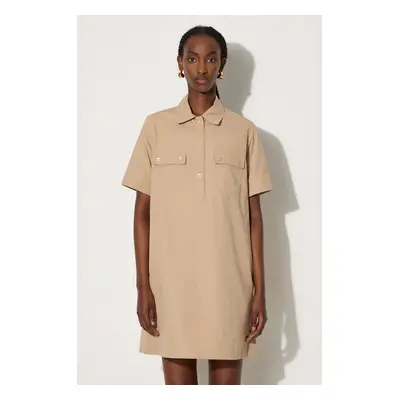 Bavlněné šaty A.P.C. Robe Berangere béžová barva, mini, COGBM-F05953 BEIGE