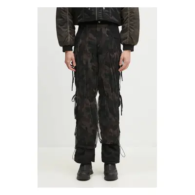 Kalhoty Andersson Bell Camouflage Mesh Layered Tying Pants pánské, černá barva, přiléhavé, apa76