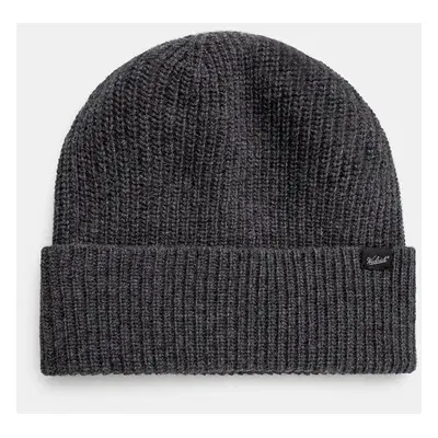 Vlněná čepice Woolrich Knitted Ribbed Beanie šedá barva, CFWOAC0331MRUF0659