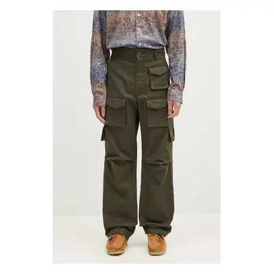 Bavlněné kalhoty Engineered Garments FA Pant zelená barva, 24F1F016