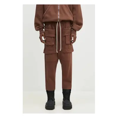 Bavlněné tepláky Rick Owens Creatch Cargo Cropped Drawstring hnědá barva, DU02D2371.RIG