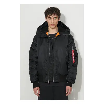 Bunda Alpha Industries MA-1 Hooded 158104 03 pánská, černá barva, přechodná