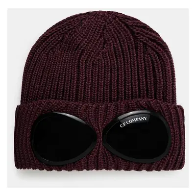 Vlněná čepice C.P. Company Extra Fine Merino Wool Goggle Beanie fialová barva, 17CMAC122A005509A