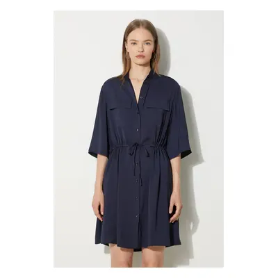 Šaty Maison Kitsuné Double Pocket tmavomodrá barva, mini, MW01607WF0022