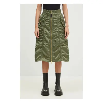 Sukně Alpha Industries MA-1 Midi Skirt zelená barva, midi, áčková, 148067