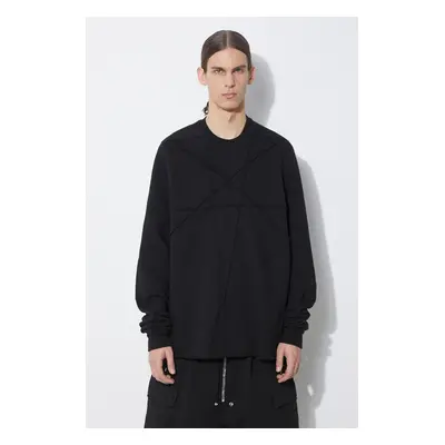 Bavlněná mikina Rick Owens Crewneck Sweat pánská, černá barva, hladká, DU01D1279.FET1.09