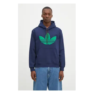 Mikina adidas Originals Hooded Sweat pánská, tmavomodrá barva, s kapucí, s aplikací, JN5968