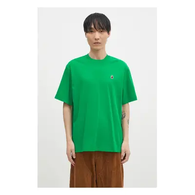 Bavlněné tričko A Bathing Ape ONE POINT RELAXED FIT TEE zelená barva, 1K80110345