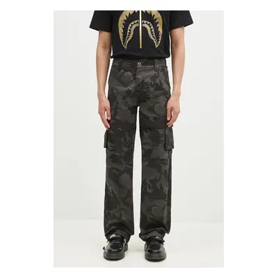 Bavlněné kalhoty Alpha Industries Jet Pant Camo černá barva, jednoduché, 101212C