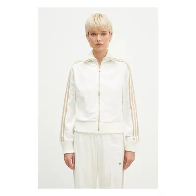 Mikina adidas Originals Velvet Tracktop dámská, béžová barva, s aplikací, IX1057