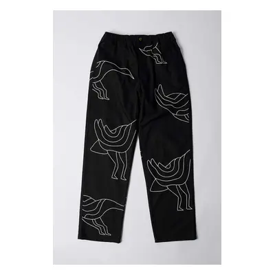 Bavlněné kalhoty by Parra Stitched Up Duck Pants černá barva, jednoduché, 52245