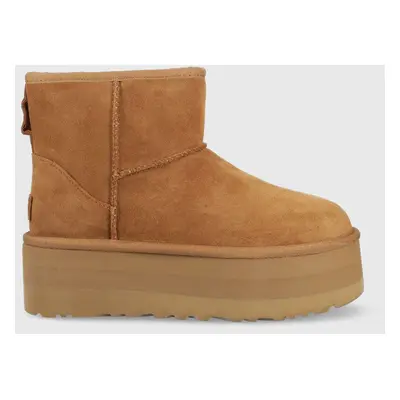 Sněhule UGG Classic Mini Platform hnědá barva, 1134991.CHE