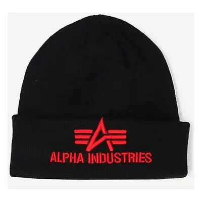 Čepice Alpha Industries 3D Beanie černá barva, z tenké pleteniny, 168910.94