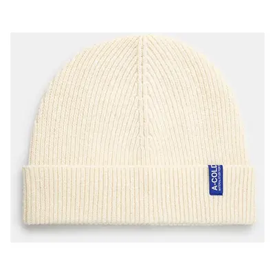 Vlněná čepice A-COLD-WALL* Ribbed Structure Beanie béžová barva, ACWUA207