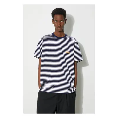 Tričko Woolrich Striped T-Shirt tmavomodrá barva, CFWOTE0121MRUT3687