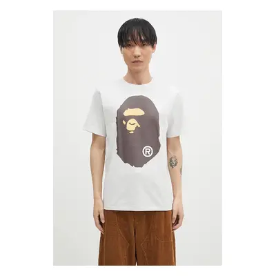 Bavlněné tričko A Bathing Ape BIG APE HEAD TEE šedá barva, s potiskem, 1K80110002