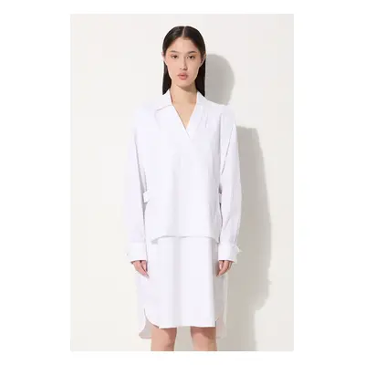 Bavlněné šaty Kenzo Oxford Knee Shirting Dress bílá barva, mini, FE62RO2919LO.01