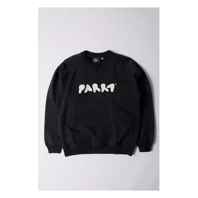 Bavlněná mikina by Parra Blob Logo Crew Neck Sweatshirt černá barva, s aplikací, 52217