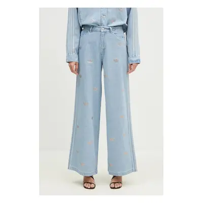 Džíny adidas Originals Femme Galore Denim Rhinestone Pants dámské, high waist, JN3020