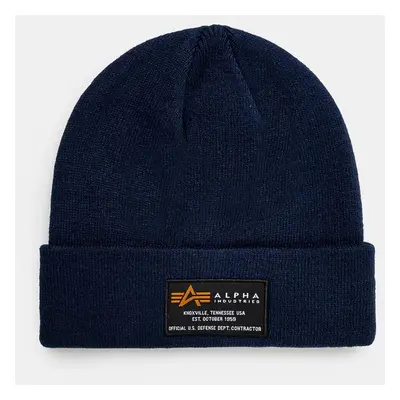 Čepice Alpha Industries Crew Beanie tmavomodrá barva, 128924