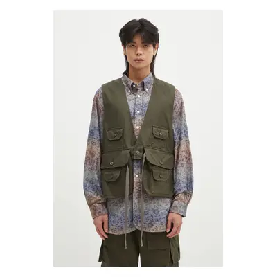 Džínová vesta Engineered Garments Fowl Vest zelená barva, 24F1C002