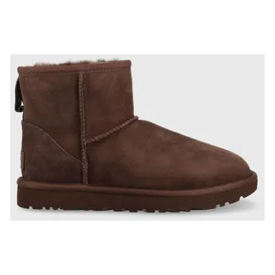 Semišové sněhule UGG W Classic Mini II hnědá barva