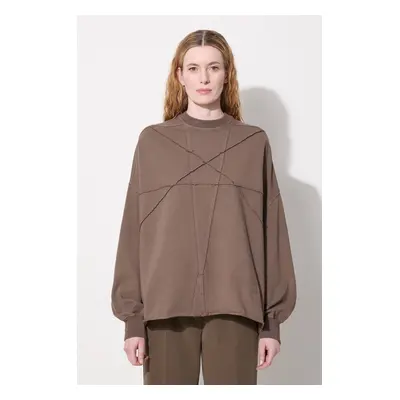 Bavlněná mikina Rick Owens Crater T dámská, šedá barva, hladká, DS02D2235.RIGET1