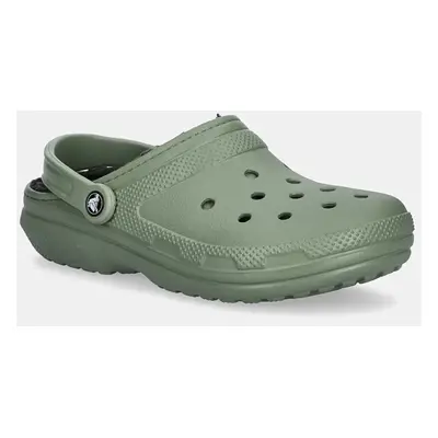 Pantofle Crocs Classic Lined Clog pánské, zelená barva, 203591