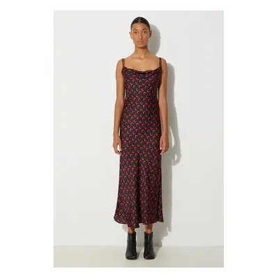 Šaty Marine Serre Moon Printed Flou Long Slip Dress černá barva, maxi, WDR302A.CWOV0040