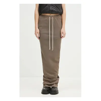 Sukně Rick Owens Pull On Pillar Skirt šedá barva, maxi, pouzdrová, DS02D2332.RIG