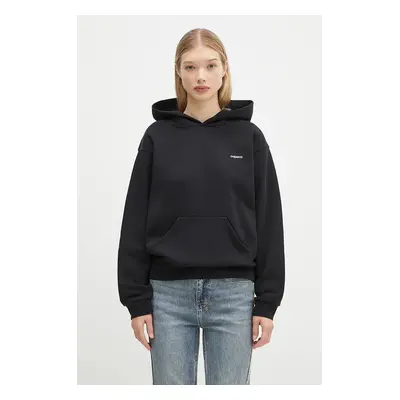 Mikina Coperni Logo Hoodie dámská, černá barva, s kapucí, s potiskem, COPJS15523