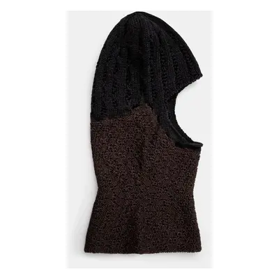 Vlněná kukla ROA Flower Stitch Balaclava černá barva, RBUW218YA06