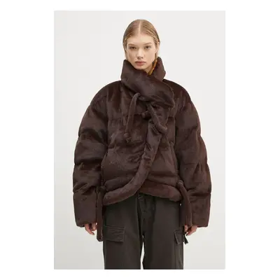 Bunda Ottolinger Furry Strappy Puffer Jacket dámská, hnědá barva, zimní, 1090602521