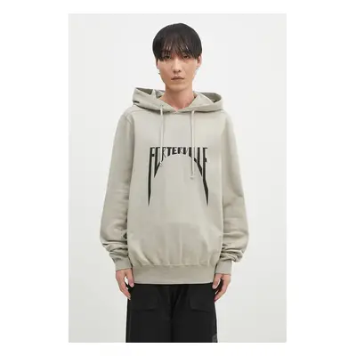 Bavlněná mikina Rick Owens Oversized Hoodie pánská, béžová barva, s kapucí, s potiskem, DU02D228