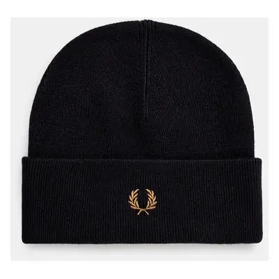 Vlněná čepice Fred Perry Classic Beanie tmavomodrá barva, C8161.R63