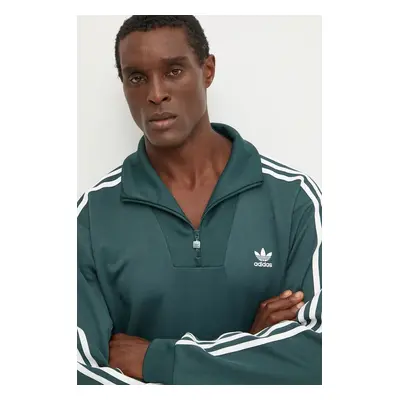 Mikina adidas Originals Funnelneck Tracktop pánská, zelená barva, s aplikací, IZ2502