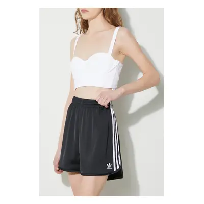 Kraťasy adidas Originals dámské, černá barva, s aplikací, high waist, IU2528