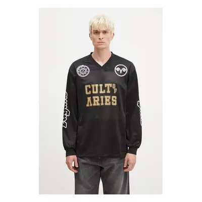 Tričko s dlouhým rukávem Aries Cult Leader Airtex Longsleeve Tee černá barva, s potiskem, AR4002